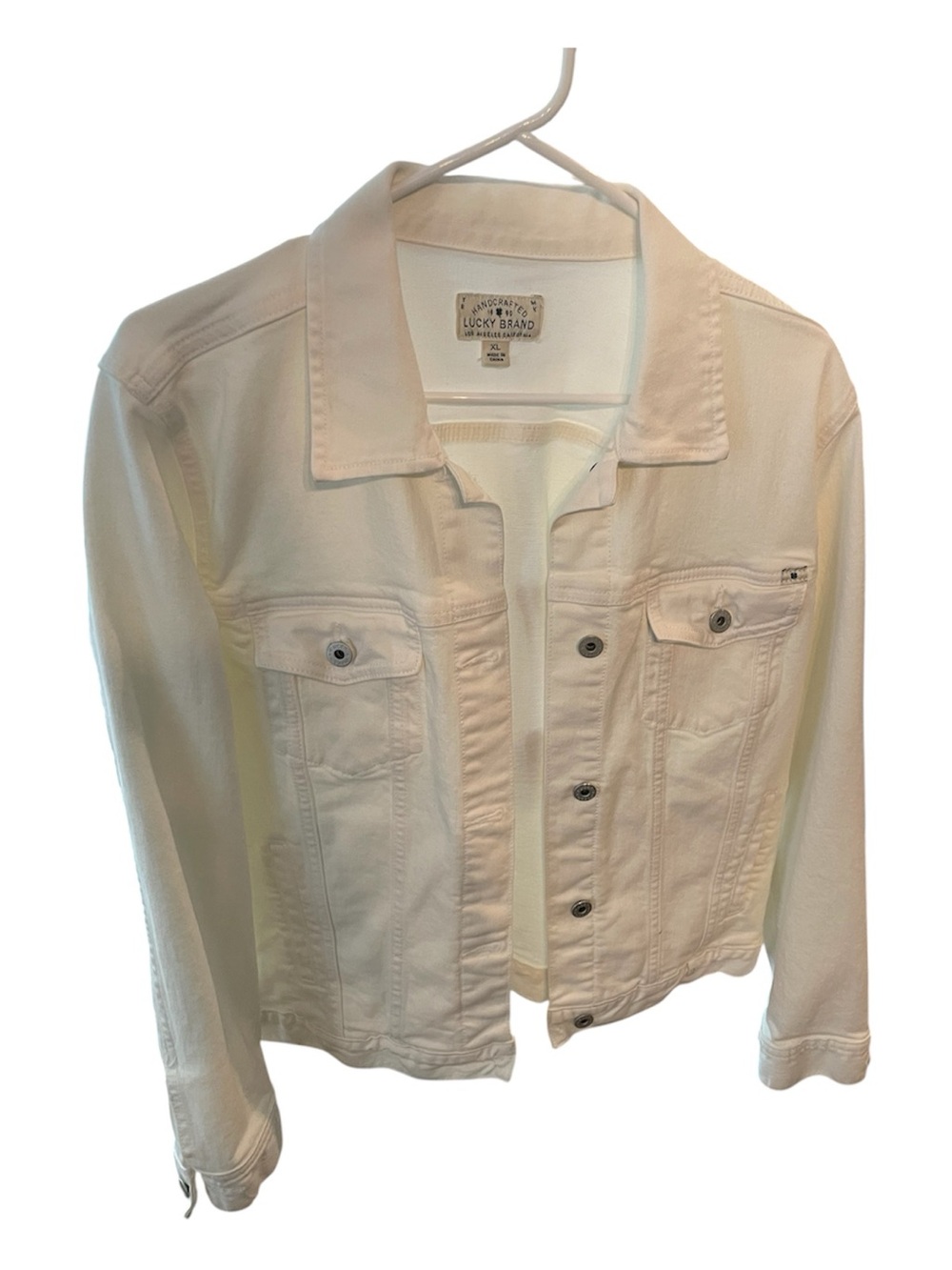 Lucky Brand Cream White Denim Jacket with Button Front